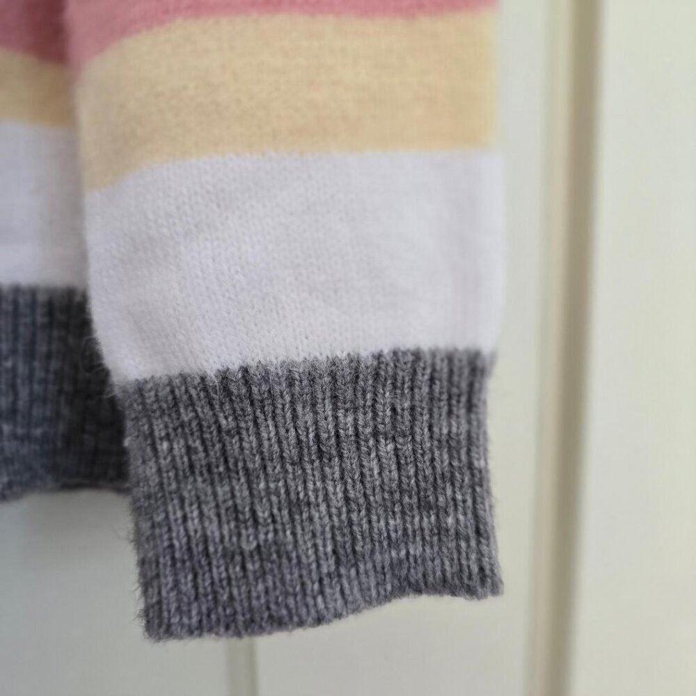 Shein Sweater M Size 6 Multi pastel horizontal stripe long sleeve crew neck - Picture 3 of 6